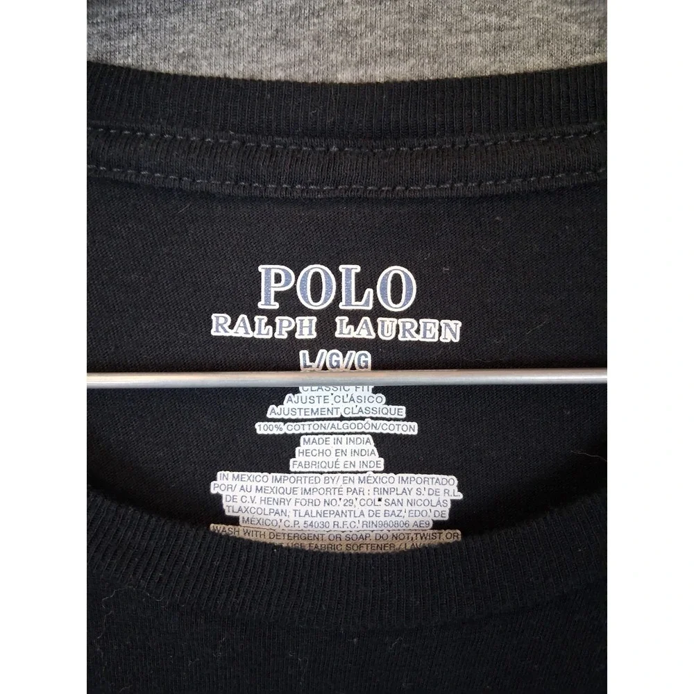 Polo Ralph Lauren Mens Shirt Large‎ Black Small Pony Tee Crew Pullover Preppy